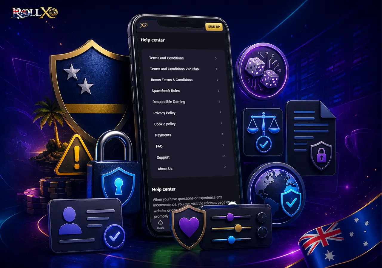 RollXO security and licensing shown with protective shields, encryption and responsible play tools