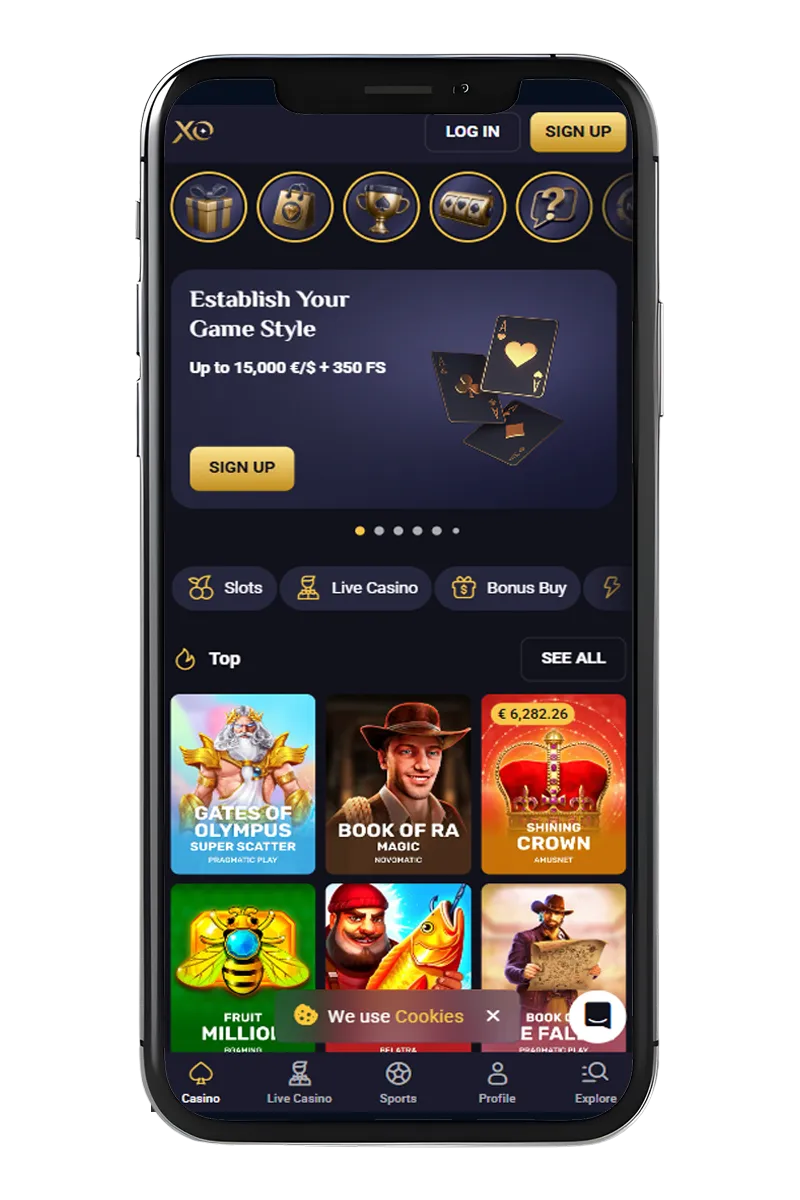 A screenshot of casino games on a phone
